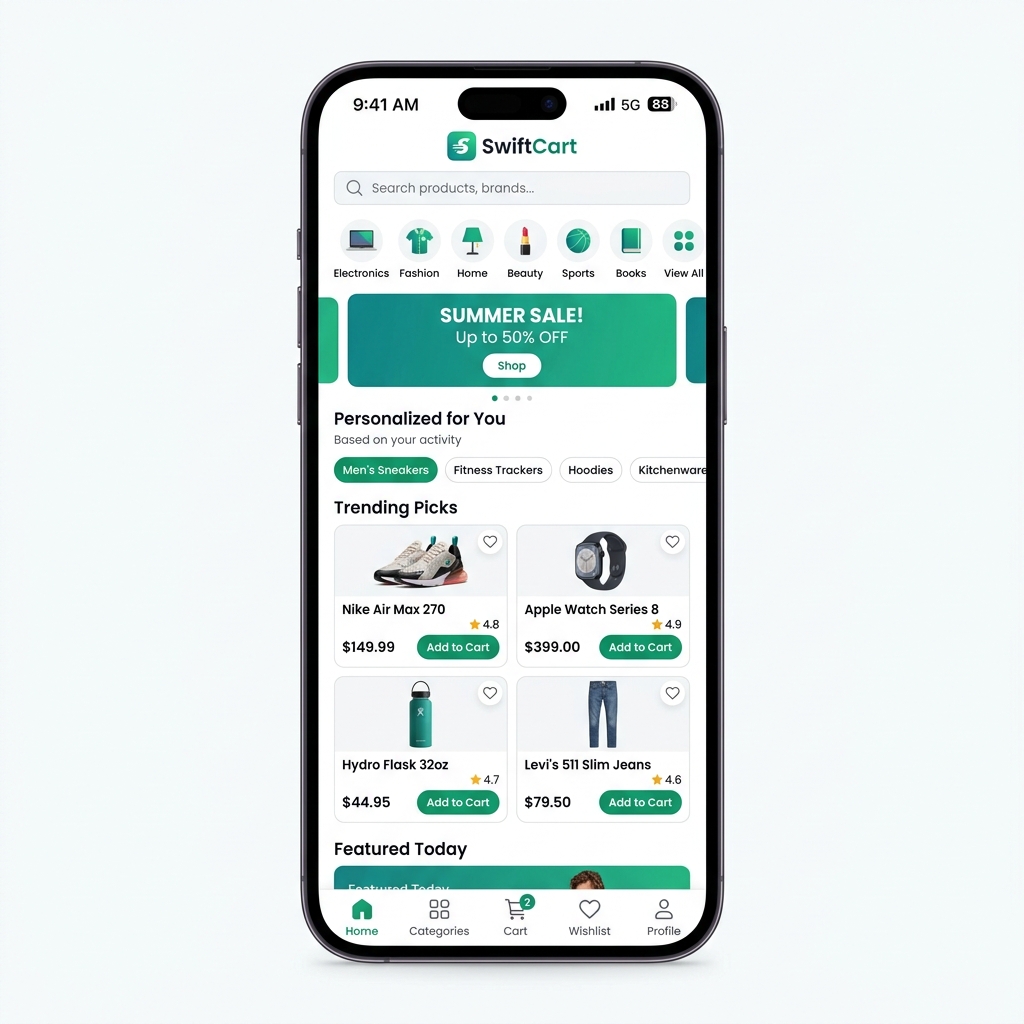 SwiftCart Mobile E-Commerce App — React Native & AI by Auronetics